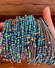 Load image into Gallery viewer, Lapis &amp; Turquoise Heishi Choker – 14" Sterling Silver Beads