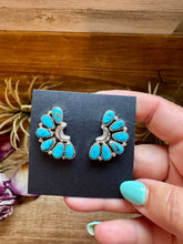 Load image into Gallery viewer, Kingman Turquoise Cluster Earrings – Sterling Silver