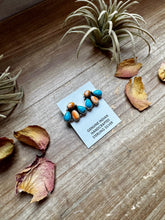 Load image into Gallery viewer, Stud Earrings – Orange Spiny &amp; Turquoise (Stamped Marcella James)