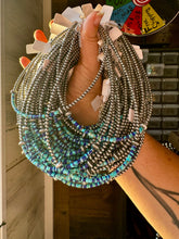 Load image into Gallery viewer, Lapis &amp; Turquoise Heishi Choker – 14" Sterling Silver Beads