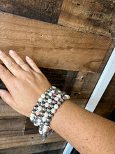 Load image into Gallery viewer, 8 mm Sterling Silver Pearls bracelet with pink conch beads