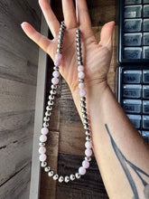 Load image into Gallery viewer, Faceted Kunzite &amp; Sterling Silver Necklace – 8 mm Pearls – 20 Inch
