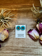 Load image into Gallery viewer, Blue Magnesite Turquoise &amp; Red Cluster Stud Earrings