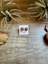 Load image into Gallery viewer, Mini Square Spiny Oyster Stud Earrings – Zuni Handmade, Sterling Silver