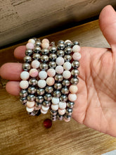 Load image into Gallery viewer, 8 mm Sterling Silver Pearls bracelet with pink conch beads