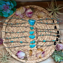 Load image into Gallery viewer, Sterling Silver &amp; Turquoise Choker – 13” + Extender – Handmade In-House by The Bijoux FAB