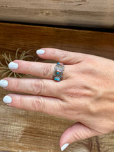 Load image into Gallery viewer, Band Ring - Size 7 - Pink Dahlia &amp; sterling silver