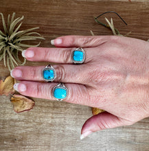Load image into Gallery viewer, Square Kingman Turquoise Ring – Sterling Silver