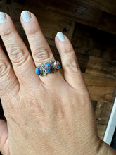 Load image into Gallery viewer, Band Ring - Size 8 12 - Purple Dahlia &amp; sterling silver
