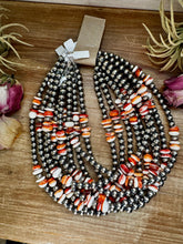 Load image into Gallery viewer, Spiny Oyster &amp; Sterling Silver Pearl Necklace – 8mm – Handmade by The Bijoux FAB – 17.5"