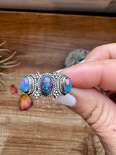 Load image into Gallery viewer, Band Ring - Size 8 12 - Purple Dahlia &amp; sterling silver
