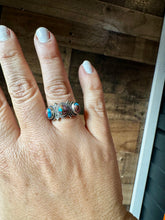 Load image into Gallery viewer, Band Ring - Size 7 - Pink Dahlia &amp; sterling silver