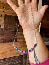 Load image into Gallery viewer, 16 inch chain choker and Verascite sea sediment and sterling silver purple