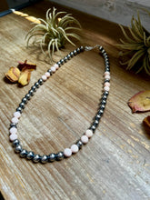 Load image into Gallery viewer, Pink Conch &amp; Sterling Silver Necklace – 8 mm Pearls – 19 Inch + Extender