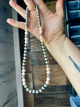 Load image into Gallery viewer, Pink Conch &amp; Sterling Silver Necklace – 8 mm Pearls – 19 Inch + Extender