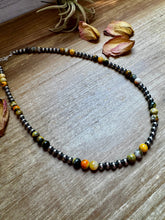 Load image into Gallery viewer, 18-Inch Sterling Silver Pearl &amp; Bumblebee Jasper Necklace