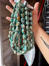 Load image into Gallery viewer, 19-Inch Turquoise Nugget Necklace with 4mm Sterling Silver Pearls