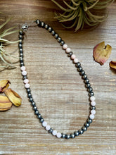 Load image into Gallery viewer, Pink Conch &amp; Sterling Silver Necklace – 8 mm Pearls – 19 Inch + Extender