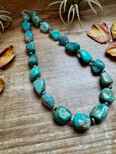 Load image into Gallery viewer, 19-Inch Turquoise Nugget Necklace with 4mm Sterling Silver Pearls