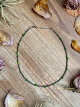 Load image into Gallery viewer, Green Turquoise Glass Seed Bead Necklace – 14 Inch