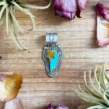Load image into Gallery viewer, Sterling Silver Kingman Turquoise Lightning Bolt Pendant – Made by Artist Shay Pfeiffer