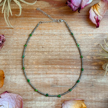 Load image into Gallery viewer, Green Turquoise Glass Seed Bead Necklace – 14 Inch