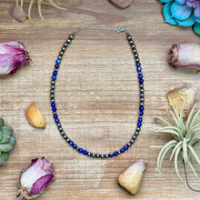 Load image into Gallery viewer, Lapis &amp; Sterling Silver Saucer Necklace – 16” + Extender – 6 mm Lapis