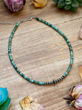 Load image into Gallery viewer, African Turquoise Heishi &amp; Sterling Silver Pearl Necklace