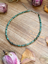 Load image into Gallery viewer, African Turquoise Heishi &amp; Sterling Silver Pearl Necklace