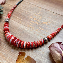 Load image into Gallery viewer, Red Spiny Oyster &amp; Black Hematite Necklace – 23.5”