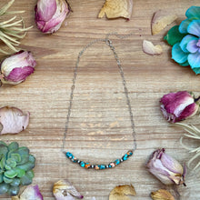 Load image into Gallery viewer, Turquoise &amp; Spiny Oyster Pearl Necklace 16 inch