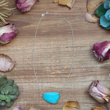 Load image into Gallery viewer, Sterling Silver Chain Necklace with Freeform Turquoise Pendant – 16”