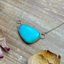 Load image into Gallery viewer, Sterling Silver Chain Necklace with Freeform Turquoise Pendant – 16”