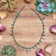 Load image into Gallery viewer, Sterling Silver Pearl &amp; Long Blue Turquoise Necklace – 21”