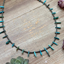 Load image into Gallery viewer, Sterling Silver Pearl &amp; Long Blue Turquoise Necklace – 21”