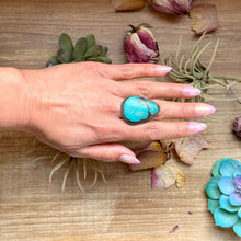 Load image into Gallery viewer, Sterling Silver Adjustable Turquoise Ring – Handmade by The Bijoux FAB