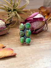 Load image into Gallery viewer, Green Turquoise Sterling Silver Cluster Ring – Size 6
