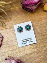 Load image into Gallery viewer, Sterling Silver Kingman Turquoise Stud Earrings