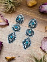 Load image into Gallery viewer, Sterling Silver Kingman Turquoise Dangle Earrings – Native Made by Rita Lee