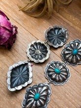 Load image into Gallery viewer, Sterling Silver Kingman Turquoise Dangle Earrings – Native Made by Rita Lee