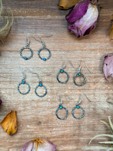 Load image into Gallery viewer, Sterling Silver Mini Hoop Dangle Earrings with Turquoise