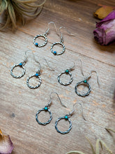 Load image into Gallery viewer, Sterling Silver Mini Hoop Dangle Earrings with Turquoise