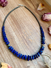 Load image into Gallery viewer, Faceted Lapis &amp; Hematite Necklace – 21.5"