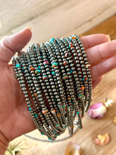 Load image into Gallery viewer, Mohave &amp; Sterling Silver Beaded Necklace – 4 mm Sterling + 6 mm Mohave
