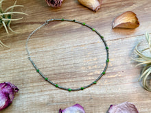Load image into Gallery viewer, Green Turquoise Glass Seed Bead Necklace – 14 Inch