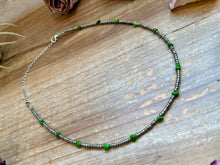 Load image into Gallery viewer, Green Turquoise Glass Seed Bead Necklace – 14 Inch