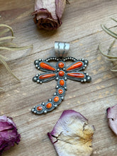 Load image into Gallery viewer, Sterling Silver Orange Spiny Oyster Dragonfly Pendant – Fits Up to 15 mm Beads – Artist Shay Pfeiffer