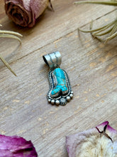 Load image into Gallery viewer, Sterling Silver Kingman Turquoise Cowboy Boot Pendant – Handmade by Artist Shay Pfeiffer