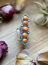 Load image into Gallery viewer, Sterling Silver Orange Spiny Oyster Crawler Ring – Size 8.5 – Artist Shay Pfeiffer