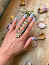 Load image into Gallery viewer, Sterling Silver Orange Spiny Oyster Crawler Ring – Size 8.5 – Artist Shay Pfeiffer